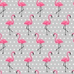 Baumwolle Flamingo Dots grau